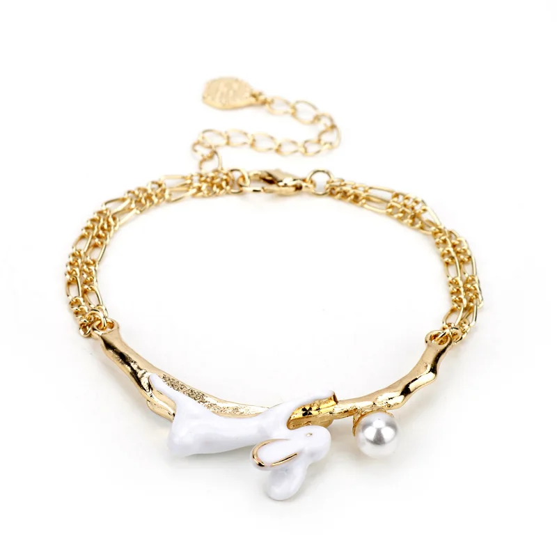 Dongsheng модные милые животные кролик белые эмалированные браслеты с фигурками кроликов винтажные керамические браслеты для женщин ювелирные изделия подарки-25