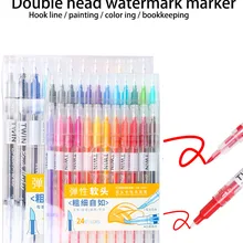 6/12/24/36 Цвет набор кистей с Цвет двойной головкой детей эскиз Цвета ручка для рисования граффити художественный маркер для белой доски письменные принадлежности расходные материалы