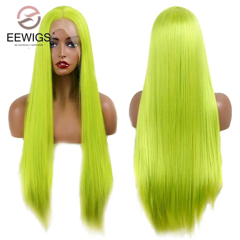EEWIGS Colored Lace Wigs for Black Women Neon Green Synthetic Lace