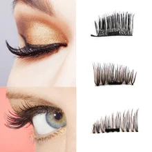 4 шт./пара 3D Магнитная тонкий Накладные ресницы ручной работы натуральный Волокно длинные магнит многоразовые Поддельные ресницы расширение Макияж инструмент