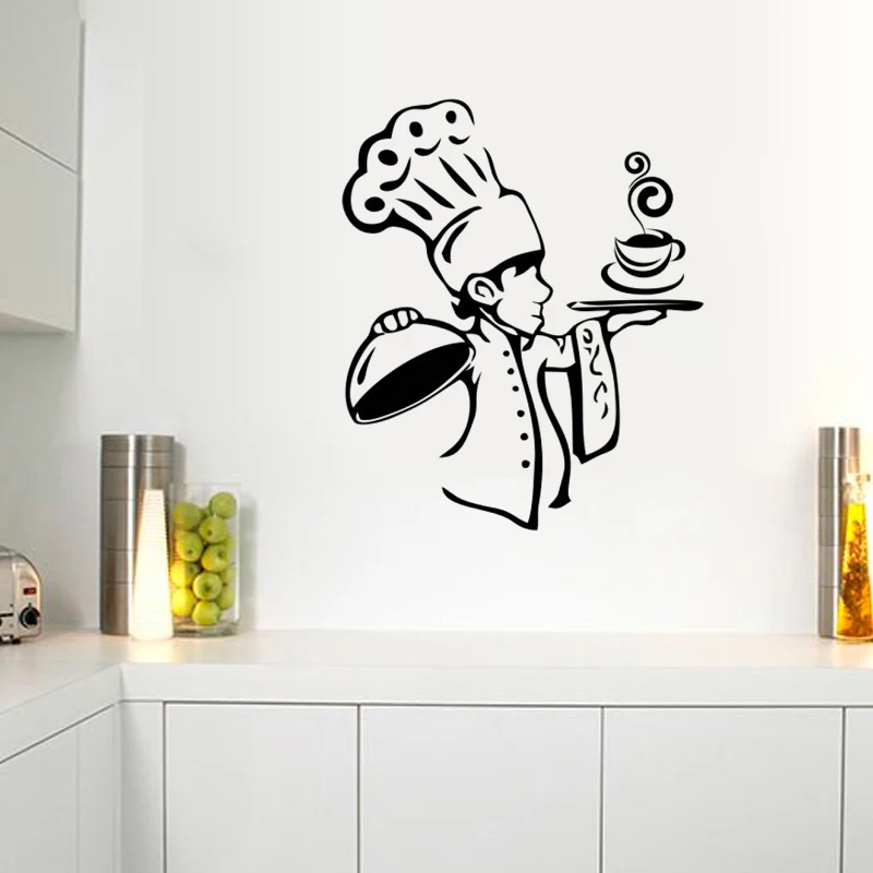 Creative Handsome Chef Restaurant Kitchen Wall Stickers Home Decor Pvc