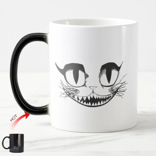 Novelty Alice in Wonderland Mug Cheshire Cat Coffe Magic Mugs Heat