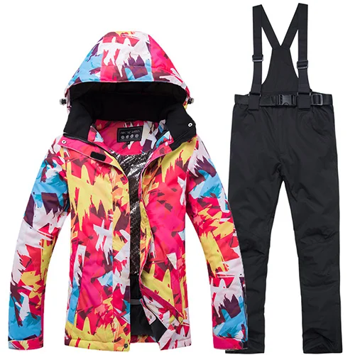 Ski Suit Women Warm Waterproof -30 degrees Skiing Suits Set Ladies Outdoor Sport Winter Coats Snowboard Snow Jackets and Pants