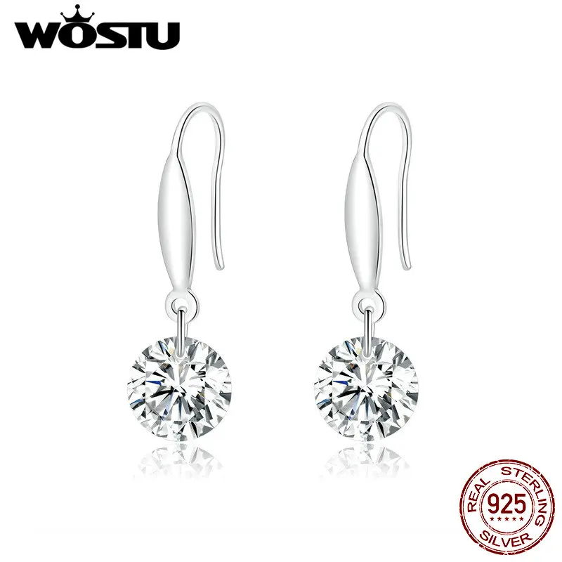 

WOSTU Authentic 100% 925 Sterling Silver Delicate Bright Zircon Drop Earrings For Women Wedding 2019 Hot Fashion Jewelry CTE212