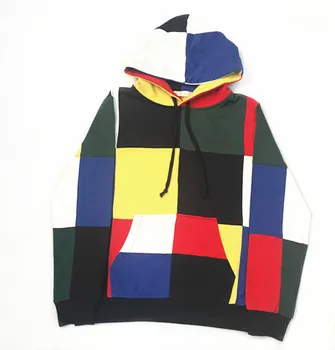 

New 2017 High Men Stitching color gentleman Hoodies Hoody hooded Sweatshirts velvet Cotton Drake Thicken Fleece street #E208