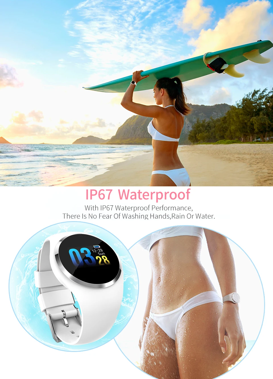 DIGOOR Smart watch women IP67 waterproof Activity tracker Fitness bracelet with Blood pressure Monitor Heart Rate tracker watch  (6)