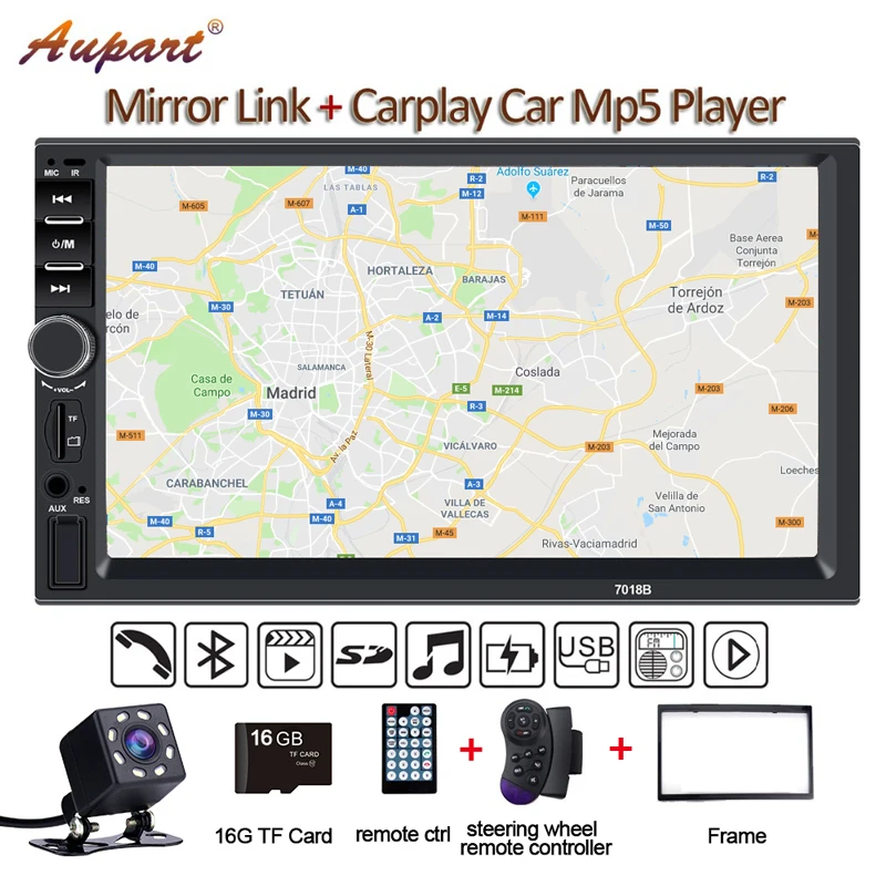 

2 Din Multimedia Player DIN car radio with rear camera General 7'' Touch Screen Autoradio Car MP5 New 7018B Carplay & Mirrorlink