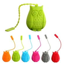 200 шт./лот силиконовый фильтр для заварки чая сова новинка перфорированная птица подарки