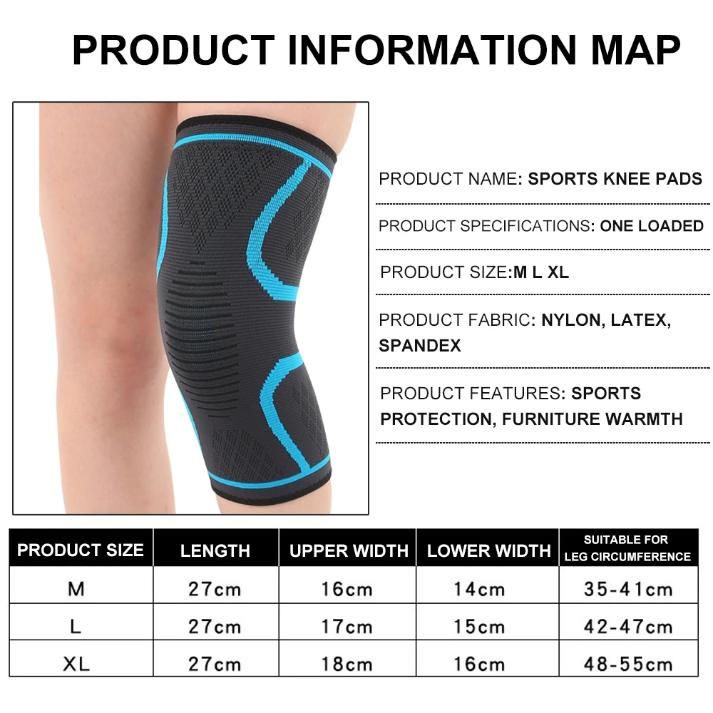 Наколенники для фитнеса, бега, велоспорта, наколенники для баскетбола, футбола, спорта, защитные наколенники, нейлоновый эластичный бандаж на колено, поддержка 1 шт