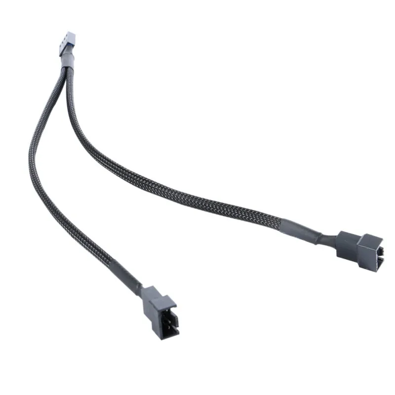 

Hot Premium Braided Y Splitter 3/4 Pin PWM Fan Computer PC Fan Power Extension Cable Black New