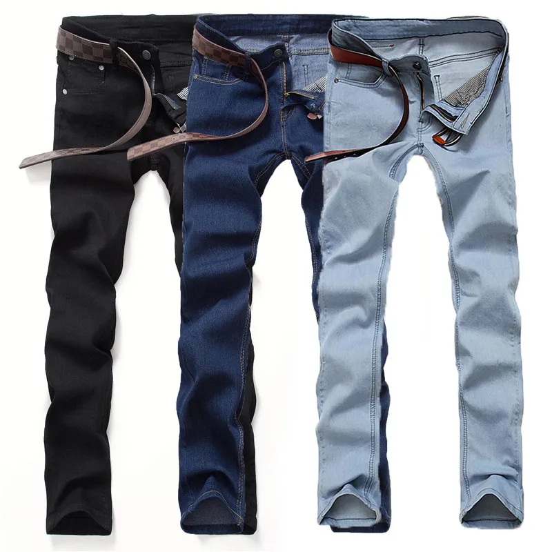 

Men jeans young men Elastic Straight Little feet pants Fashion Slim Pure color pants Spring and autumn Business Casual jeans