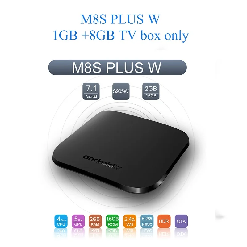 M8S PLUS W ТВ приставка Android 7,1 ТВ приставка Amlogic S905W четырехъядерный 1 ГБ 8 ГБ 2 Гб 16 Гб Miracast Airplay DLNA WiFi HD медиаплеер - Цвет: 1G8G TV box only