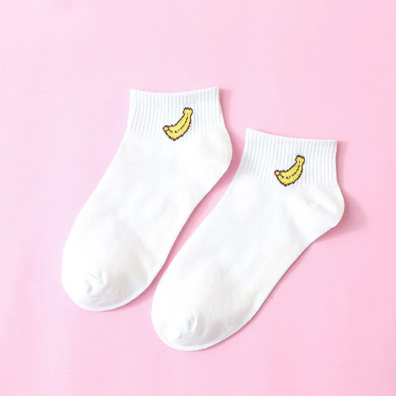 

new spring summer art fresh fruit boat socks white comfortable cotton socks