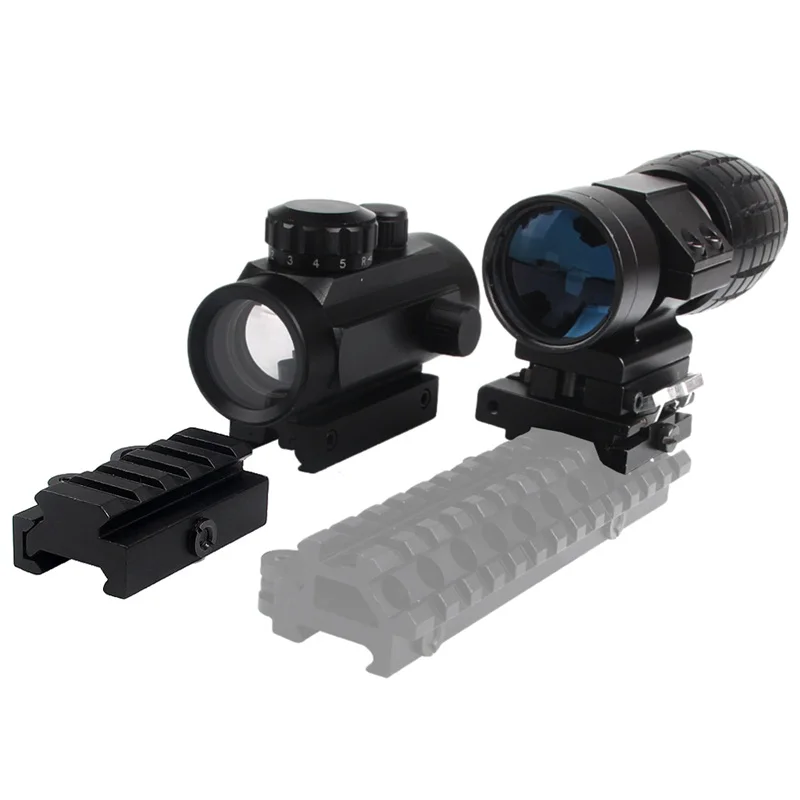 Compacto com Lente de Aumento Vermelho e Verde para Airsoft com Riser Trilho de Montagem de mm Visor Mira Holográfica Ponto 20 3x 1x40 4 mira holográfica 1x40, ponto vermelho e verde,
