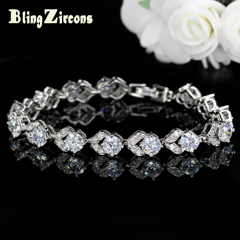 BeaQueen бренд CZ Кристалл Модные женские ювелирные изделия круглой огранки кубического циркония бусины браслеты свадебные ювелирные B092