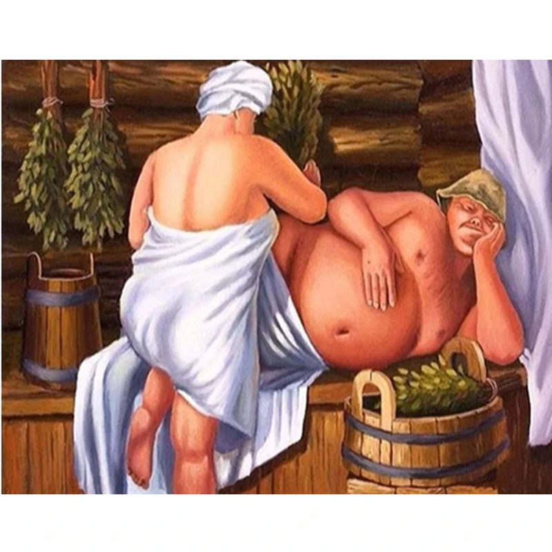 5D DIY Full Diamond Painting Two Fat Guys Mosaic Drawing Square Embroidery Cross Stitch Decoration Gift | Дом и сад