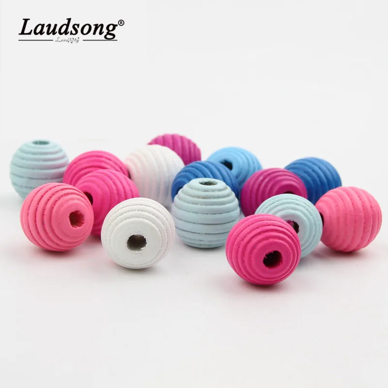 

20PCS Wooden Thread Beads Wood Findings For Kids DIY Baby Toys Teething Necklace Pacifier Clip Spacer Beading