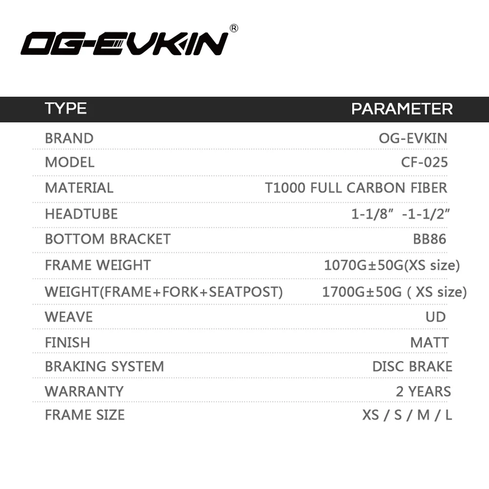 OG-EVKIN CF025 карбоновая дорожная рама дисковый тормоз UD BB86 велосипедная дисковая рама Di2 рама вилка зажим XS s m l 1-1/"-1-1/2"