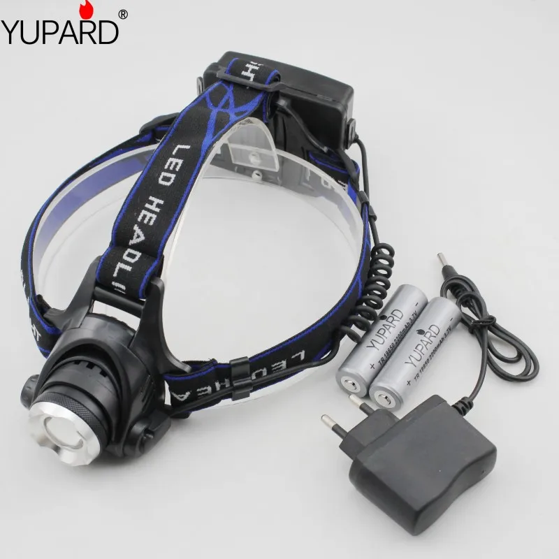 YUPARD XM-L T6 светодиодный Кемпинг Рыбалка Охота Открытый спортивный налобный фонарь свет+ зарядное устройство+ 2x18650 2200mAh аккумуляторная батарея
