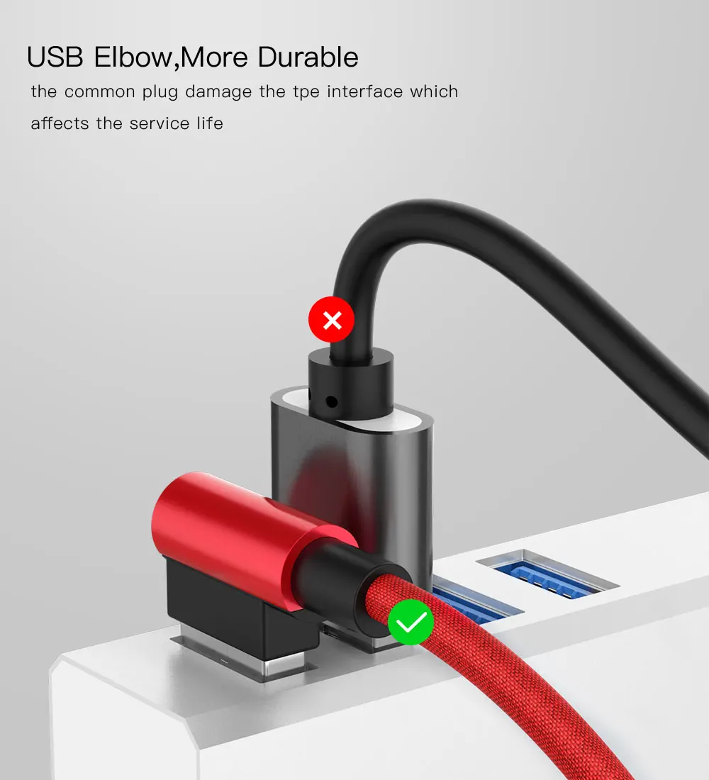 USB Type C Cable 90 Degree Micro USB Fast Charging Data Mobile Phone Cables For Samsung S9 Xiaomi Huawei P30 Android Microusb (2)