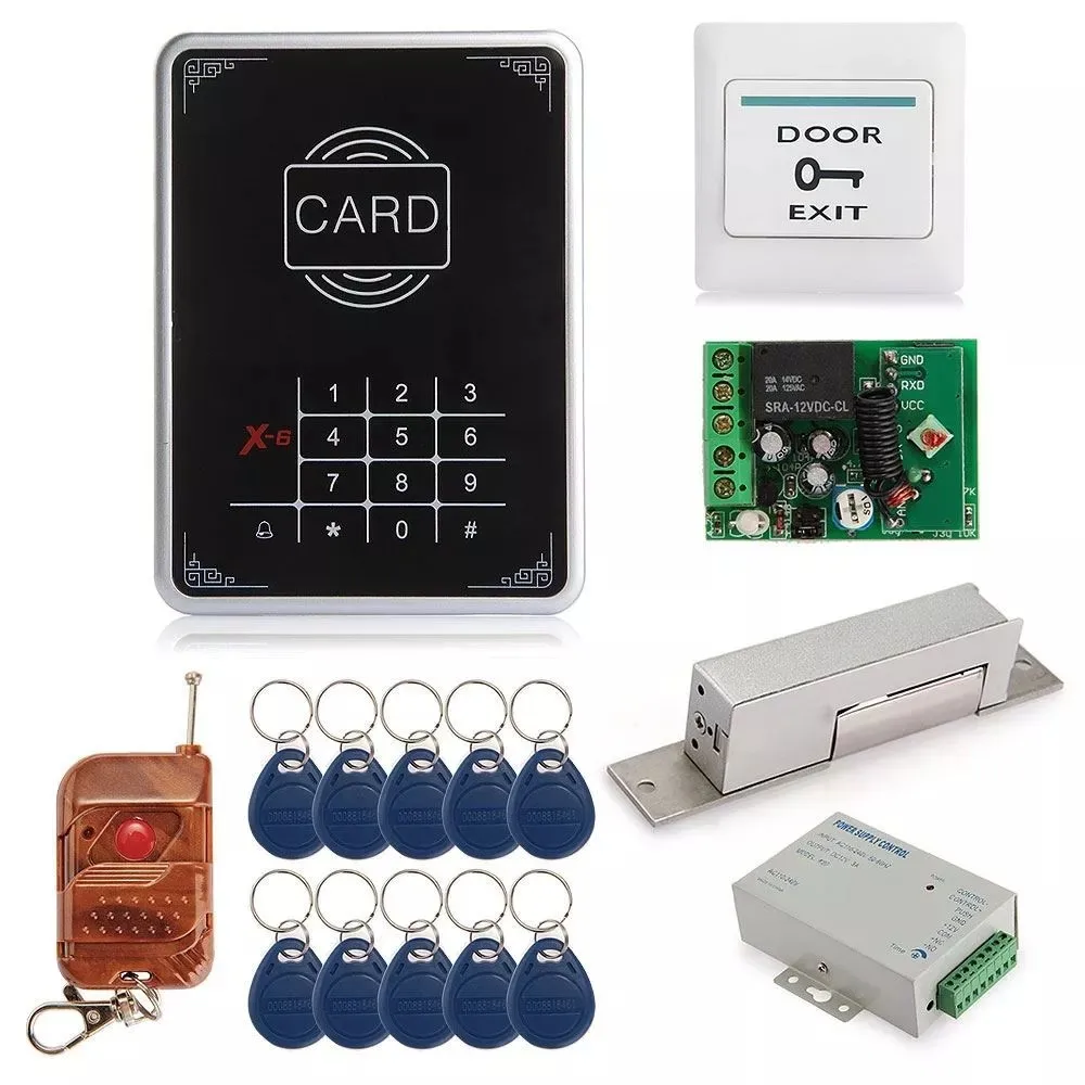 

Door RFID Proimity Entry Touch Key Lock Access Control System Kit With Access controller+Power Supply+EM Lock+Remote+10 Keytags