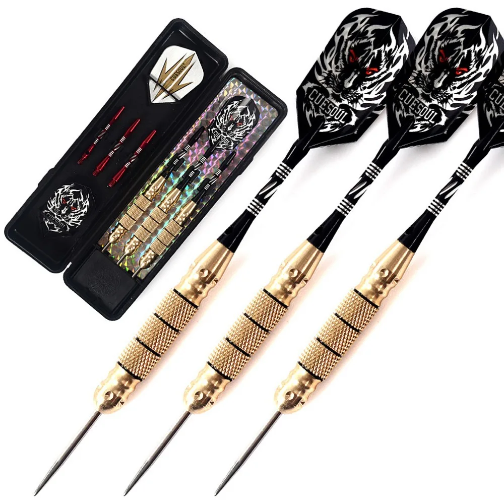 CUESOUL Archer 22 Grams Steel Tip Grid Emboss Brass Barrels Darts Set Aluminum Shaft with Case