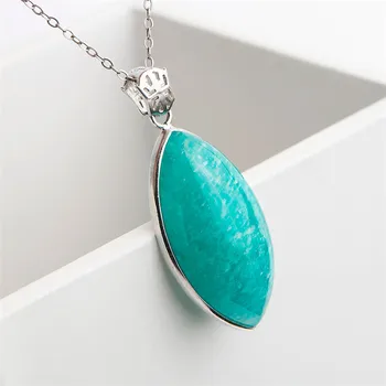 

Woman Lady Necklace Fashion Jewelry Pendant Genuine Green Water Drop Bead Natural Amazonite Pendant 35x19x10mm