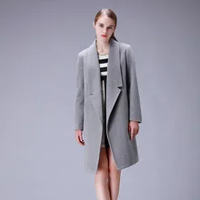 Новинка Зимы г. теплые женские шерстяное пальто XXL моды случайные Тонкий полушерстяные пальто с лацканами однотонная Европейская Женская шерстяная куртка, lb2582