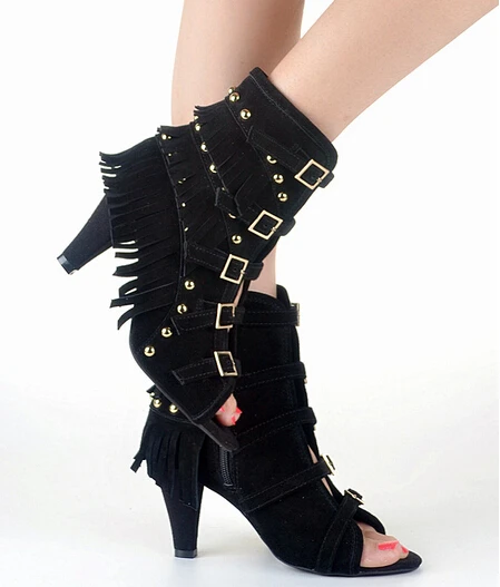 studded high heel ankle boots