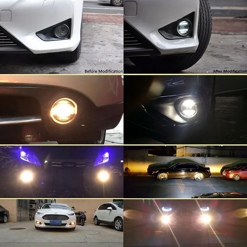 front led replacement fog lamp lights with daytime running light DRL white fog yellow fog amber fog lends 90mm 3.5inch fog Assemblies Assembly for ford honda subaru suzuki mitsubishi renault suzuki foglamp (12)