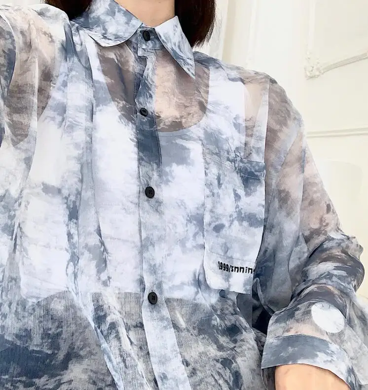 New women's gradient color loose sunscreen long-sleeved shirt