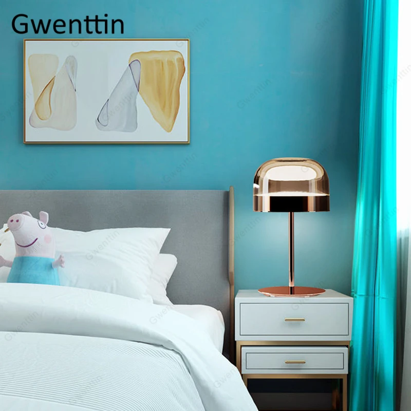 Lâmpada de Mesa Luz para Quarto Luxo Moderno Cogumelo Cama Lâmpada Cabeceira Led Luminárias Luminária Nordic Casa Deco pé 9 Lâmpada de mesa luxo moderno cogumelo pé