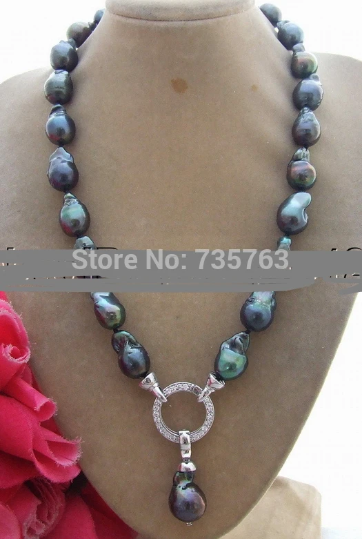 

xiuli 0015400 18mm Black Bead-Nucleated Pearl Necklace