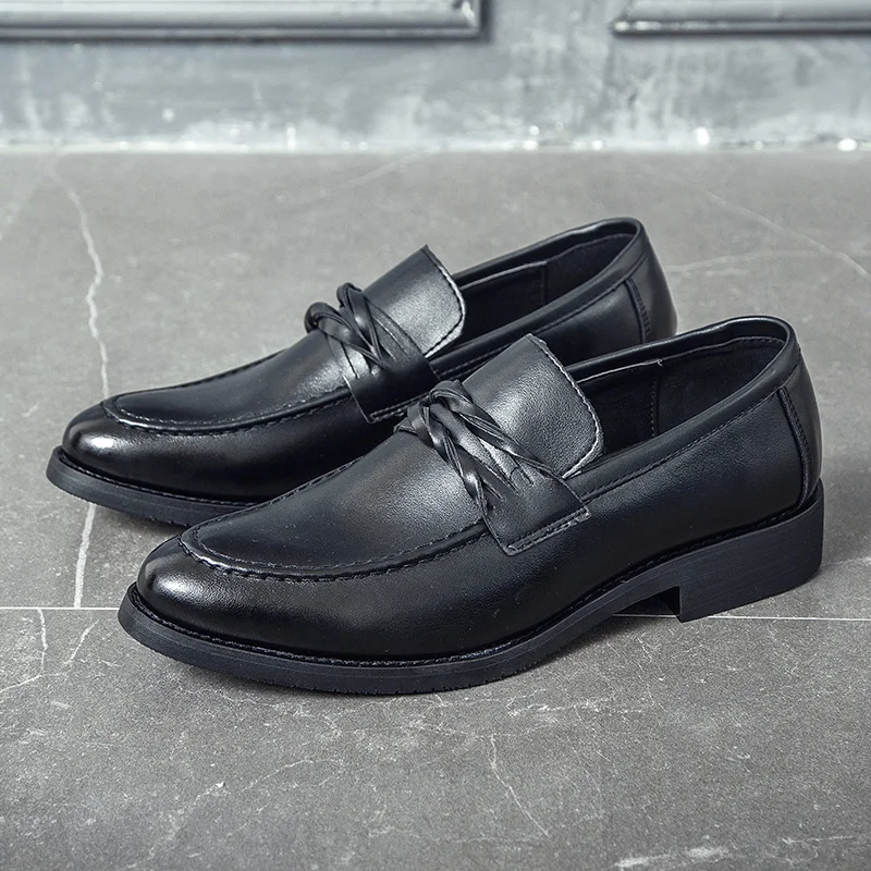 DXKZMCM/ Мужские модельные туфли; Нежные мужские кожаные официальные туфли; мужские деловые офисные свадебные туфли без застежки на плоской подошве