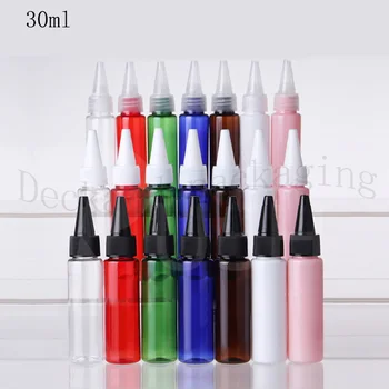 

200pcs 30ml empty multicolor plastic PET lotion container with pointed mouth cap E liquid plastic bottles,travel cosmetic bottle
