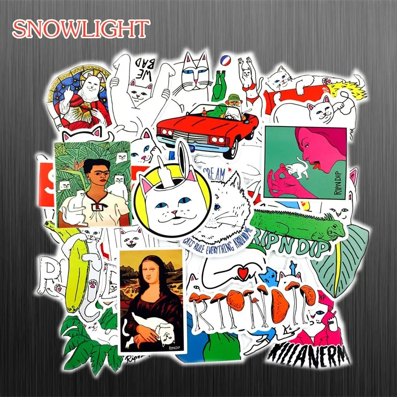 50pcs/lot DIY Waterproof Stickers No Repeat Middle Finger Cats Doodle stickers For Car Laptop Motorcycle Notebook