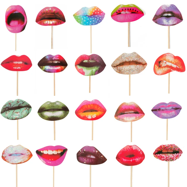 CEVENT 20pcs/set Sex Lips Photo Booth Props For Bachelorette Happy Birthday Party Decorations Adult Event & Party Supplies DIY