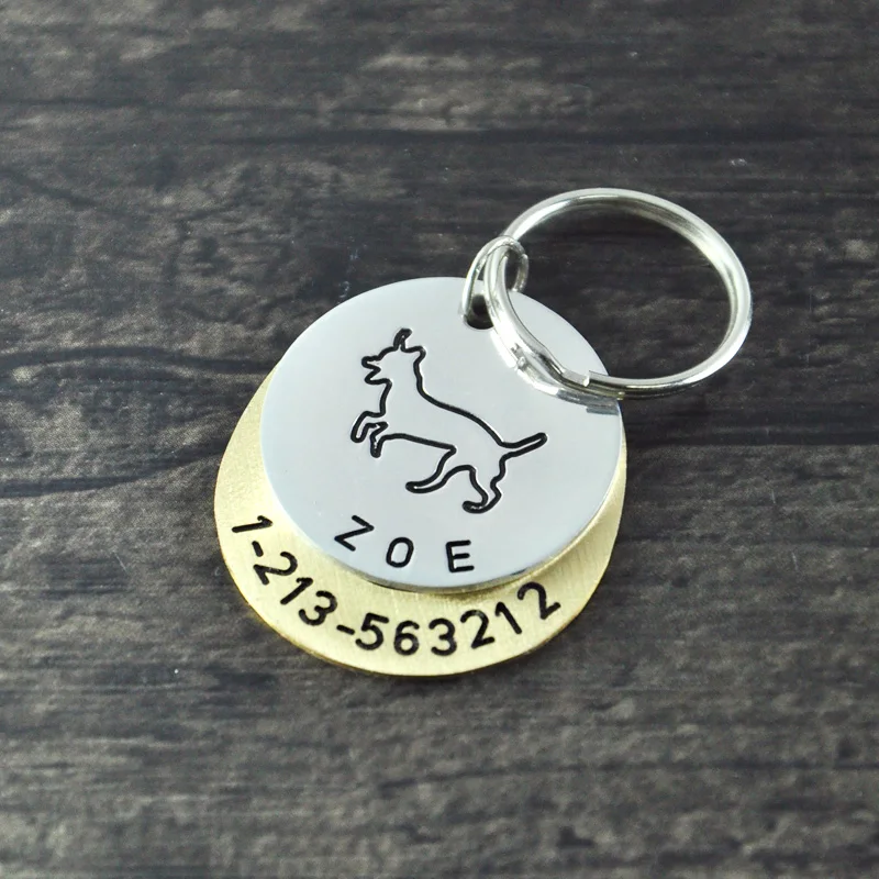 

Personalized dogtags, Jack Russell terrier dog tag, Custom Dog ID Tag, Hand Stamped Identification Dog Tag, name and number