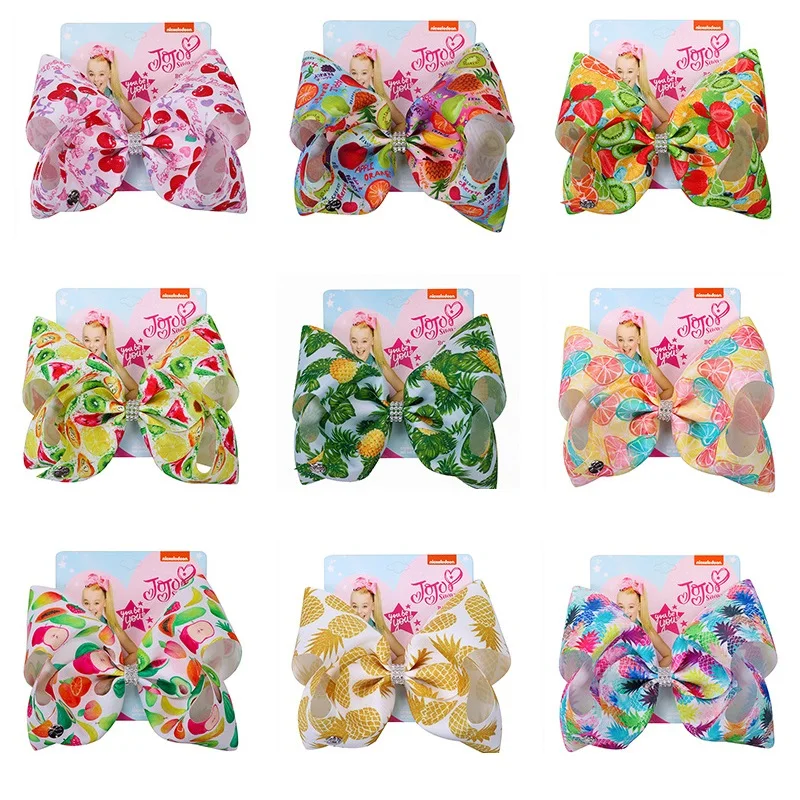 

8" Jojo Bows for Girls Hair Accessories Jojo Siwa Large Fruit Hair Bows for Girls with Clips Bow knot Handmade Hair Accessories