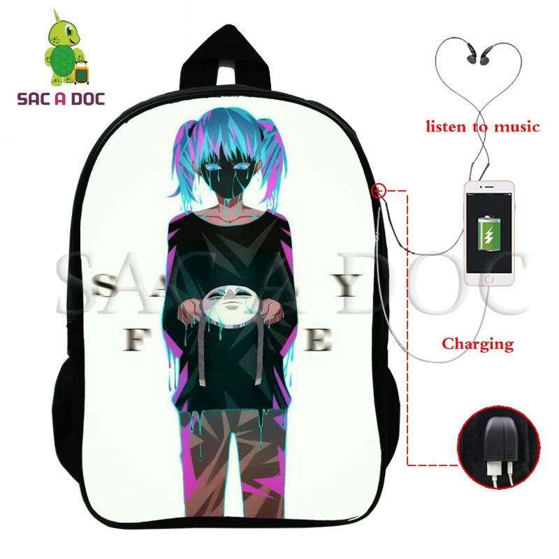 Sally Face, рюкзаки для детей, школьные сумки для подростков, рюкзак в стиле хип-хоп, сумка унисекс, дорожная сумка для книг, нейлон, 16 дюймов, mochila, можно настроить