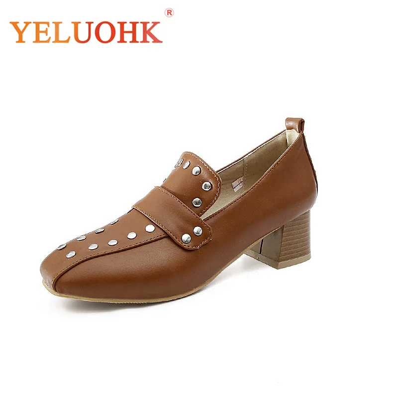 

2018 Spring Shoes Women Heels Big Size Women Pumps 4.5 CM Med Heel Shoes Female