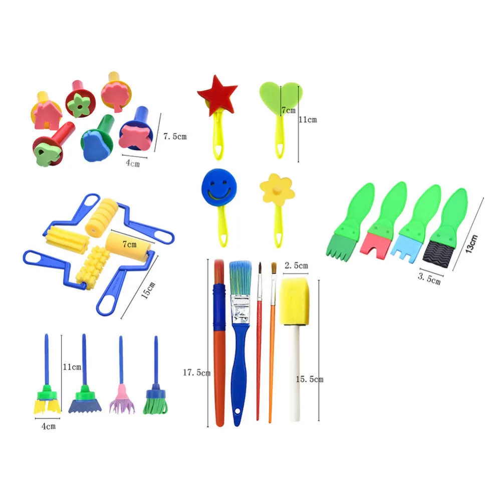 Новые высококачественные DIY Инструменты для рисования штампы игрушки цветочный трафарет Губка кисти комплект, принадлежности для живописи для детей рождественские подарки