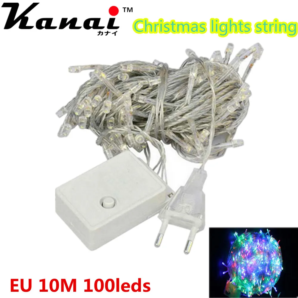 buy 100 LED String Light 10M Christmas Wedding Party Decoration Lights garland AC 110V 220V outdoor Waterproof led lamp 9 Colors led