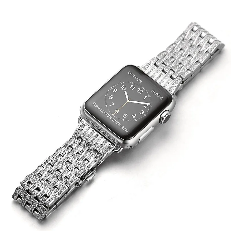 Серии 4/3/2/1 stylus горный хрусталь Diamond часы полосы Нержавеющая сталь браслет ремешок для Apple Watch полосы 38 мм 42 мм 40 мм 44 мм