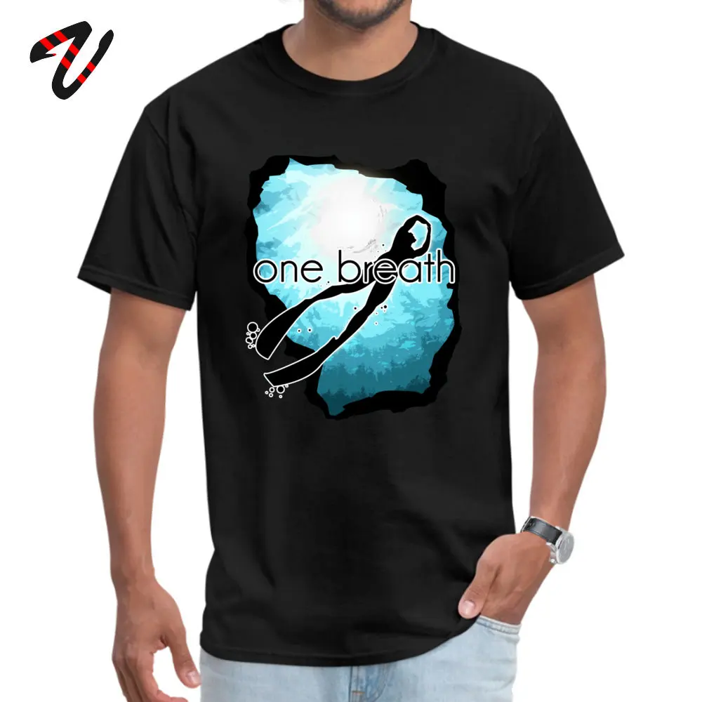 One breath Freediving T Shirts Slim Fit Short Sleeve Hip hop 100% Cotton Crew Neck Men Tops Shirts Tee Shirts VALENTINE DAY One breath Freediving 2306 black