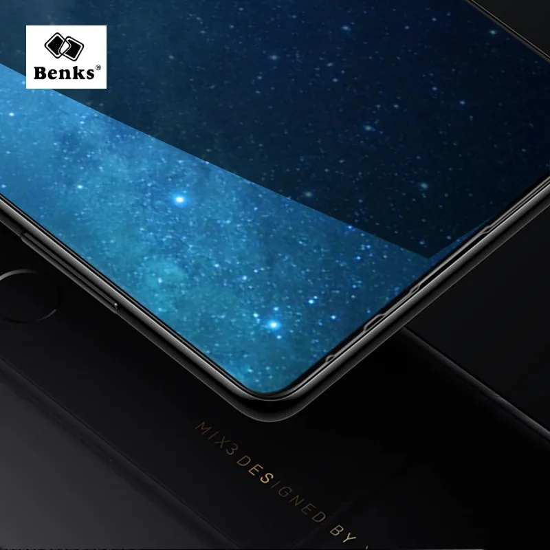 

Original Benks For Xiaomi Mi Mix 3 Tempered Glass Screen Protector 3D Full Cover Mi Mix3 Protective Glass Film Black Shockproof