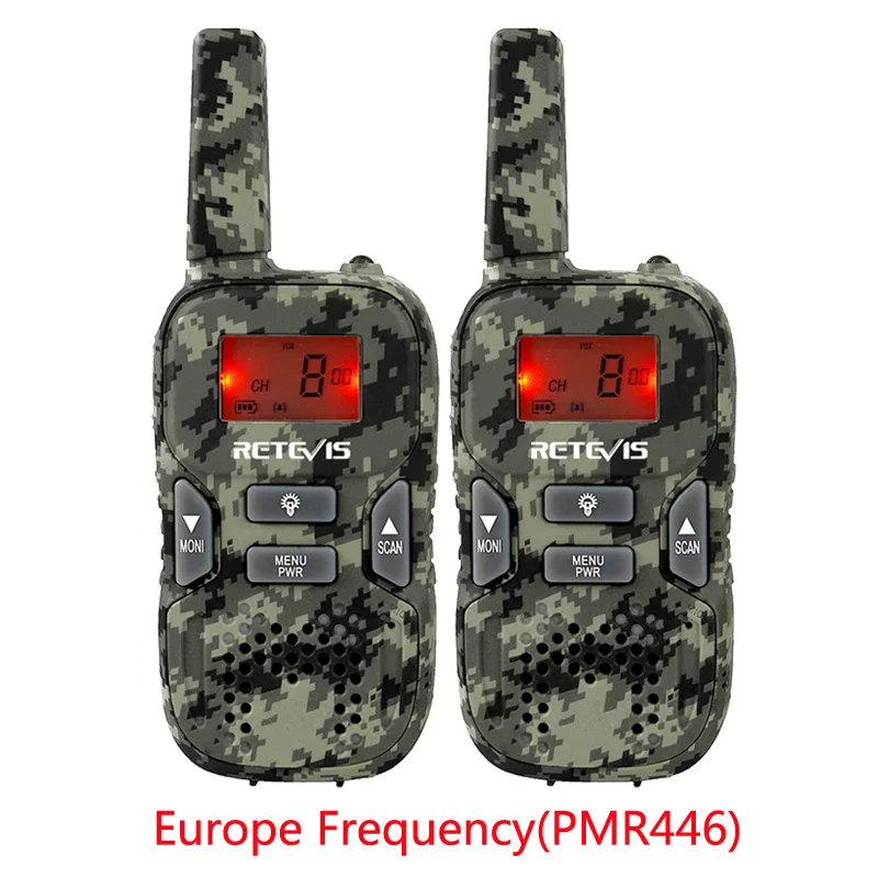 2 шт. RETEVIS RT33 Мини Walkie Talkie детские игрушки Рождественский подарок PMR PMR446 FRS VOX фонарик USB зарядка двухстороннее радио приемопередатчик - Цвет: Europe Frequency
