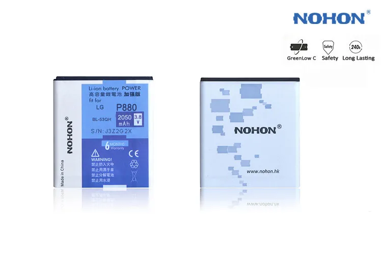 NOHON BL-53QH BL-53YH BL-51YF Батарея для LG P880 G3 G4 G5 Замена Bateria BL-42D1F литий-полимерные батареи для мобильных телефонов