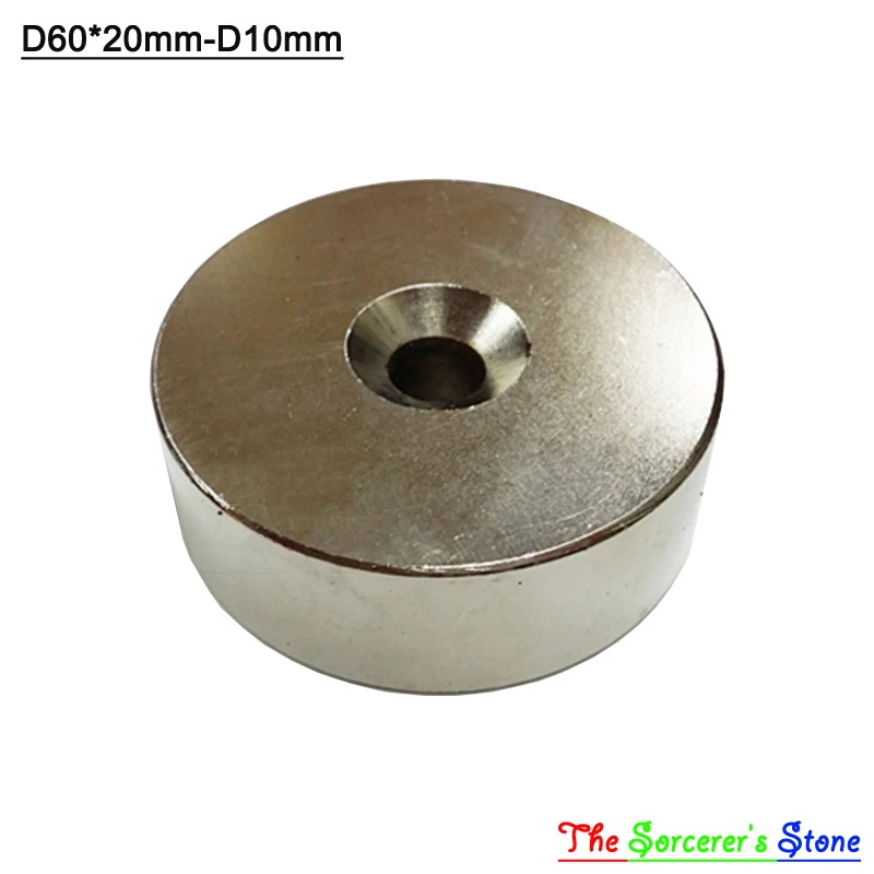 1pcs Super Strong Dia 60x20mm With hole 10mm Rare Earth Neodymium Disc Magnet N52 Free Shipping