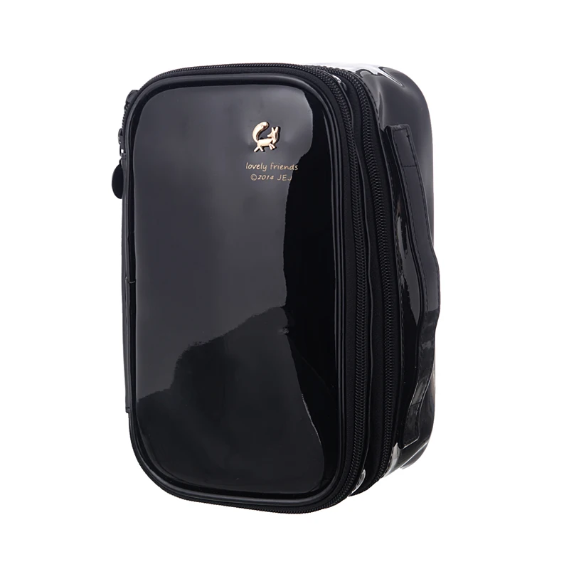 

Double layer PU Lady's Cosmetic Bags Waterproof Make Up Tools Organizer Pouch Wash Toiletry Vanity Travel Case Box Accessories